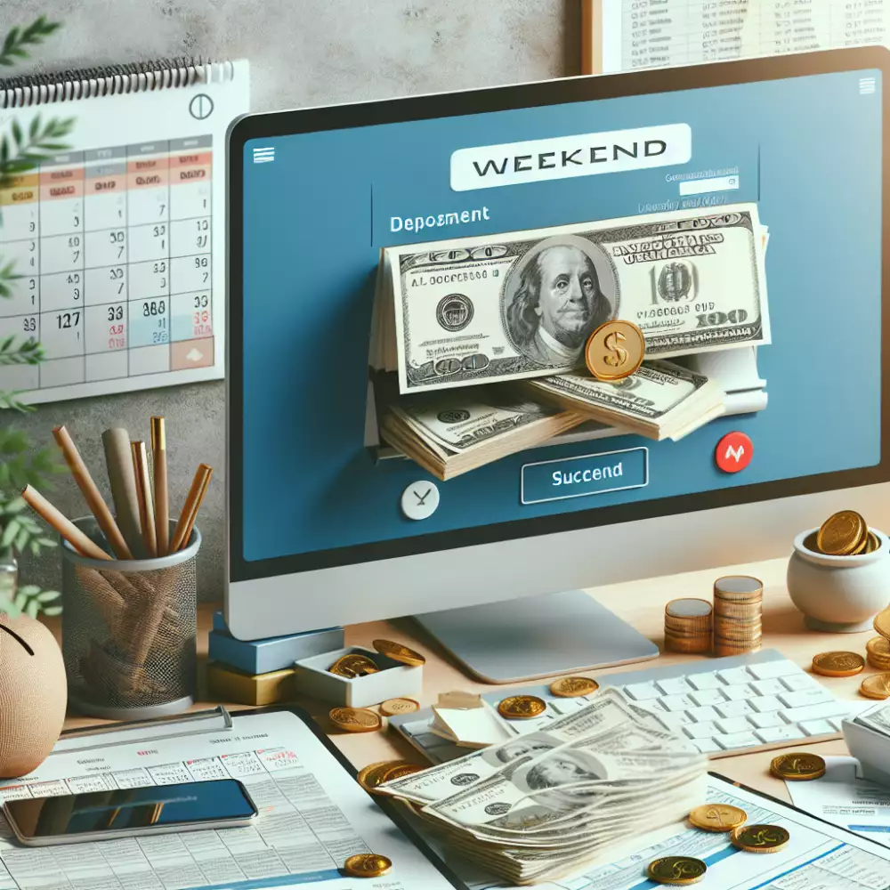 připsání peněz na účet o víkendu